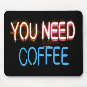 Sie brauchen Kaffee, Caffine Neon Sign Mousepad