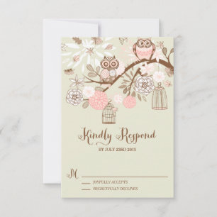 Sie brauchen Liebe Pink Owls RSVP Card