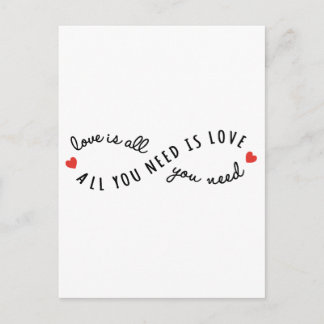 Sie brauchen nur Liebe, unendliches Textdesign Postkarte
