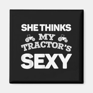 Sie denkt, meine Traktoren Y T Shirt Funny Boyfrie Magnet