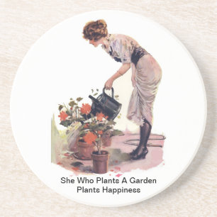 Sie die Pflanzen ein Garten-Pflanzen-Glück Untersetzer