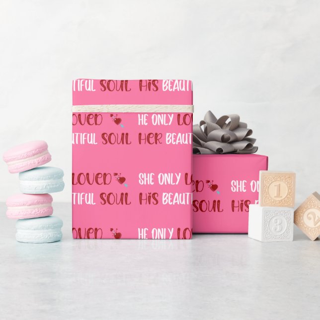 Sie/er liebte nur sein/ihr schönes Soul Pink Geschenkpapier (Babyparty)