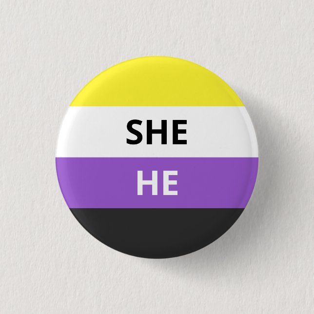 Sie/er pronouns Abzeichen für nicht-binäre Flagge Button (Vorderseite)