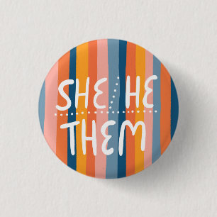 SIE/ER/SIE Pronouns farbenfrohe handsignierte Stre Button