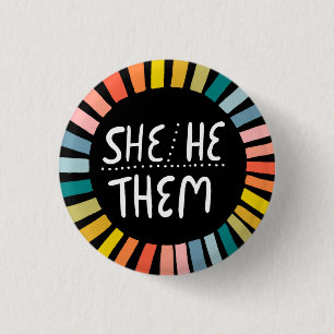 SIE/ER/SIE Pronouns Rainbow Handlettered Pride Button