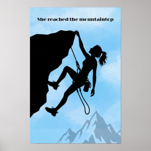 Sie erreichte den Gipfel des Berges und stärkte Fr Poster