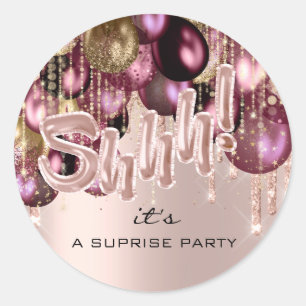 Sie! Es ist überraschend Geburtstagsparty Balloon Runder Aufkleber