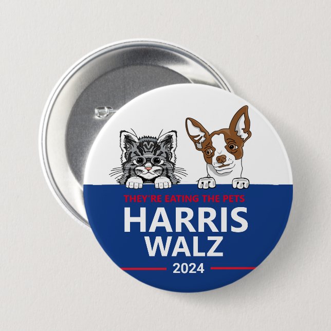 Sie essen die Haustiere - wählen Harris Walz Button (Vorne & Hinten)