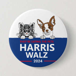 Sie essen die Haustiere - wählen Harris Walz Button