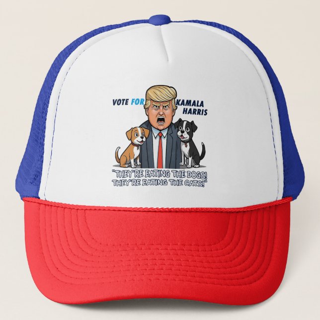 Sie essen die Hunde Funny Trump Kamala 2024 Truckerkappe (Vorderseite)