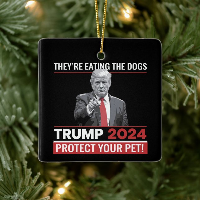 Sie essen die Hunde Trump 2024-Debatte Keramikornament (Baum)