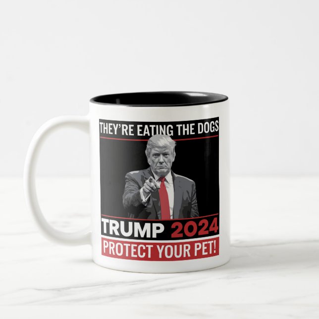 Sie essen die Hunde Trump 2024-Debatte Zweifarbige Tasse (Links)
