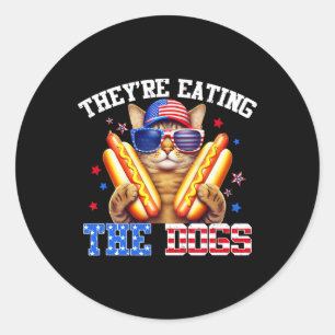 Sie essen die Hunde und Katzen Kamala Trump Deba Runder Aufkleber
