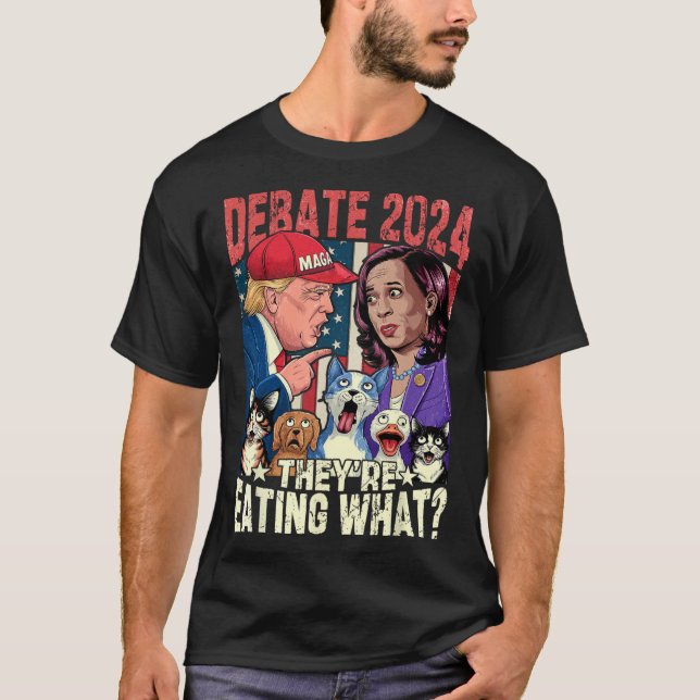 Sie essen was lustige Debatten 2024 Haustier T-Shirt (Vorderseite)