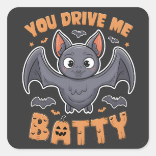 Sie fahren mich Batty Spooky Halloween Pumpkin Quadratischer Aufkleber