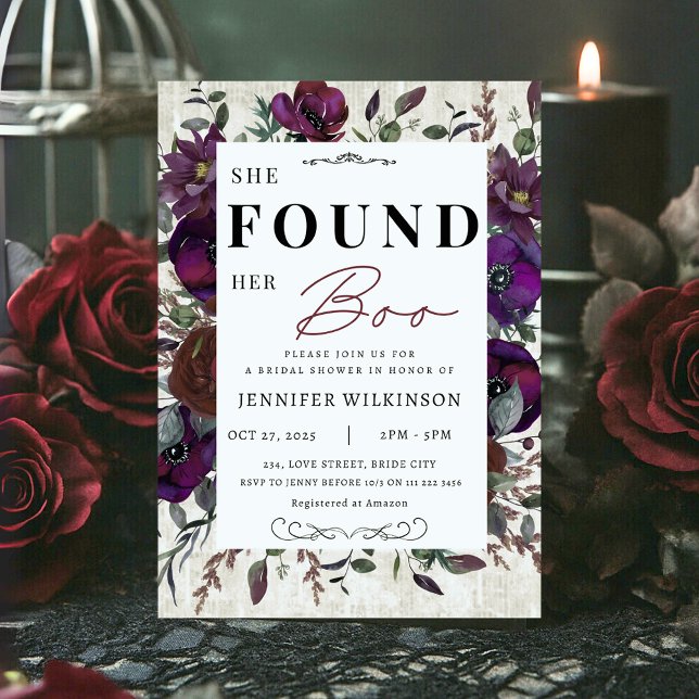 Sie fand ihr boo-florales Halloween-Brautparty Einladung (She Found Her Boo Floral Halloween Bridal Shower Invitation)