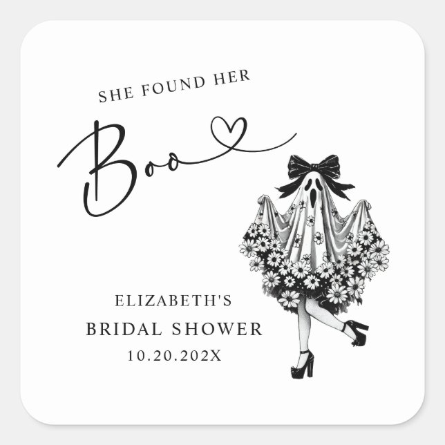 Sie fand ihr Boo Ghost-Brautparty Quadratischer Aufkleber (Vorderseite)
