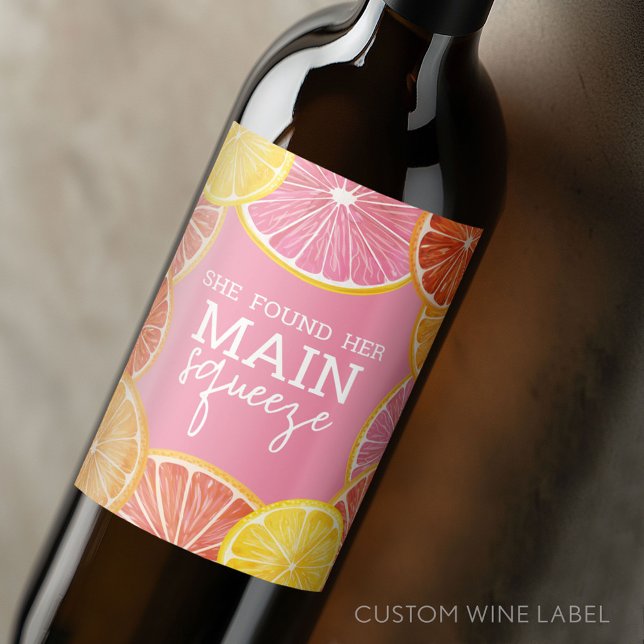 Sie fand ihr Haupt-Squeeze-Brautparty Weinetikett (Custom Wedding Anniversary Wine Label)