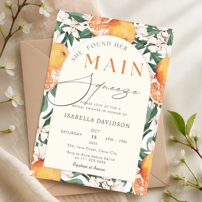 Sie fand ihr Haupt-Squeeze-Citrus-Brautparty Einladung (She Found Her Main Squeeze Citrus Bridal Shower Invitation)
