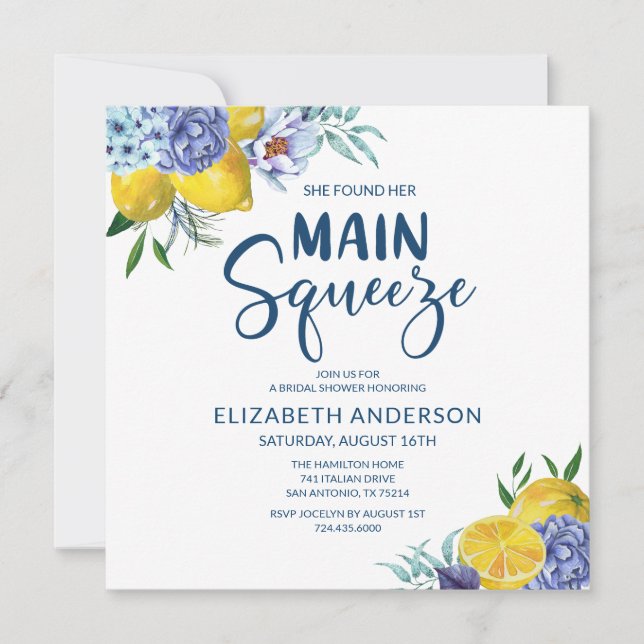 Sie fand ihr Haupt Squeeze Lemon Brautparty Einladung (Vorderseite)