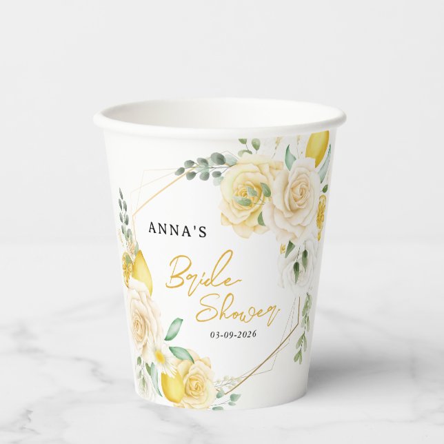 Sie fand ihr Haupt Squeeze Lemon Brautparty Pappbecher (Vorderseite)