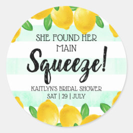 Sie fand ihr Haupt Squeeze Lemon Brautparty Runder Aufkleber
