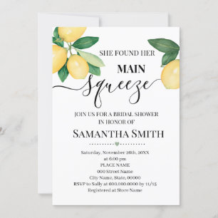 Sie fand ihr Haupt-Squeeze, Zitronen-Brautparty Einladung