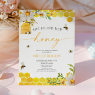 Sie fand ihr Honey Bee Beehive Brautparty Einladung