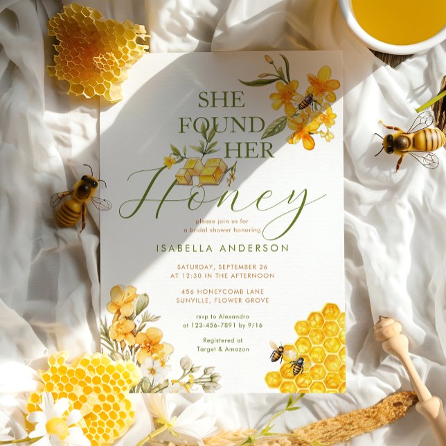 Sie fand ihr Honey Bee Floral Brautparty Einladung (Von Creator hochgeladen)