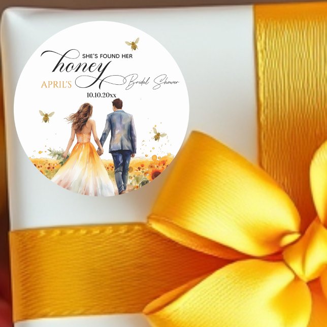 Sie fand ihr Honey-Brautparty Runder Aufkleber (Von Creator hochgeladen)