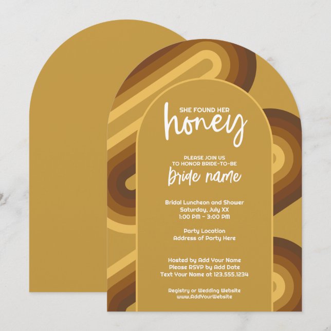 Sie fand ihr Honig - Retro Stripes Brautparty Einladung (Vorne/Hinten)