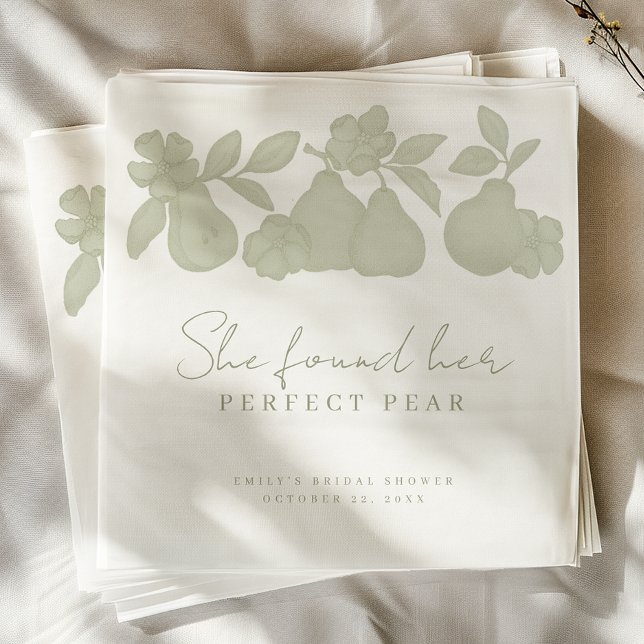 Sie fand ihr perfektes Brautparty Luncheon Serviette (She found her perfect pear napkin)