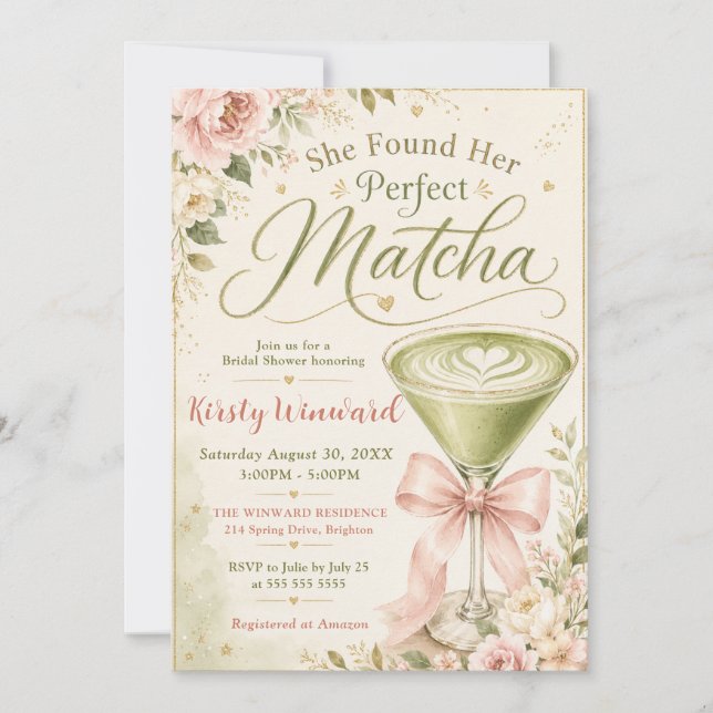 Sie fand ihr perfektes Matcha-Brautabschiedsparty Einladung (Vorderseite)