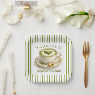 Sie fand ihr perfektes Matcha-Brautabschiedsparty Pappteller