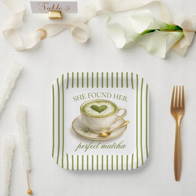 Sie fand ihr perfektes Matcha-Brautabschiedsparty Pappteller (Hochzeit)