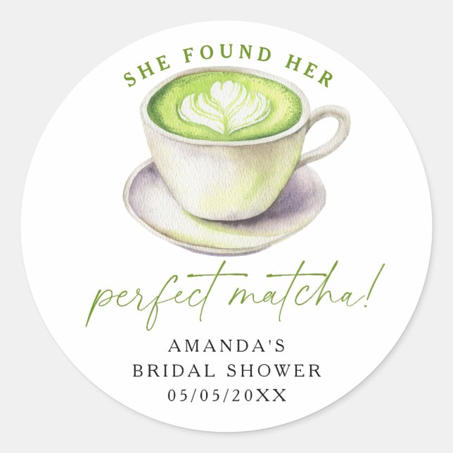 Sie fand ihr perfektes Matcha-Brautparty Runder Aufkleber (Vorderseite)