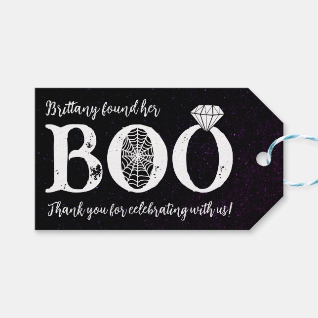 Sie fand ihr schwarzes Halloween-Brautparty Geschenkanhänger (Vorderseite (Horizontal))