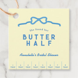 Sie fand ihre Butter-Halb-Blau-Bogen-Hochzeitsdusc Geschenkanhänger
