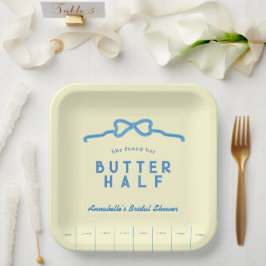 Sie fand ihre Butter-Halb-Blau-Bogen-Hochzeitsdusc Pappteller