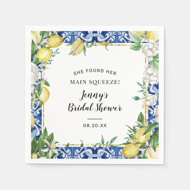 Sie fand ihre Hauptpresse Lemon Bridal Showe Serviette (Vorderseite)