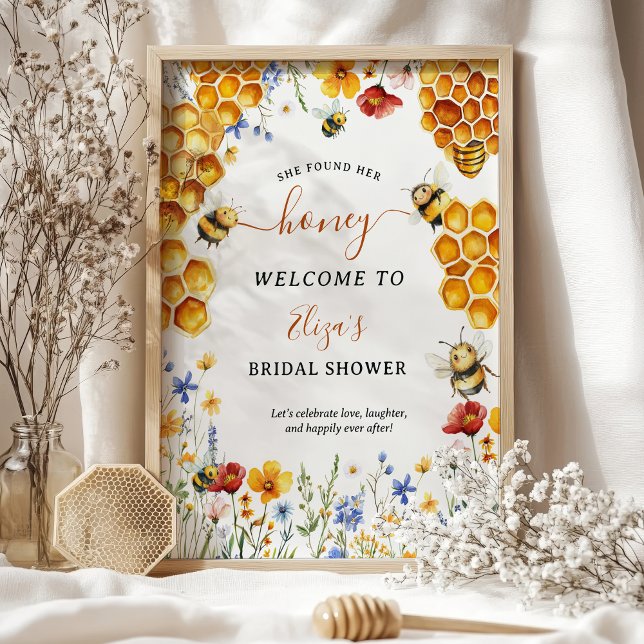 Sie fand ihre Honey Wildblume als Welcome Bridal Poster (She Found Her Honey Wildflower Bee Welcome Bridal Poster)