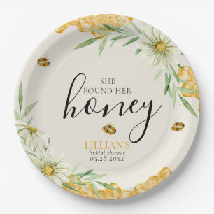 Sie fand ihre Honig-Daisy-Blumen-Biene-Junggeselli Pappteller