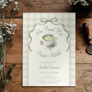 Sie fand ihre perfekte Matcha-Gingham-Hochzeitsdus Einladung