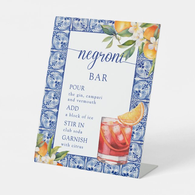 Sie fand ihre wichtigste Squeeze Negroni Bar Sockelschild (Vorderseite)