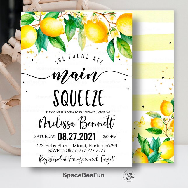 Sie fand ihre wichtigsten Squeeze-Brautparty-Einla Einladung (main squeeze bridal,bridal shower,bridal shower brunch,bridal invitation,lemonade bridal,she found h)