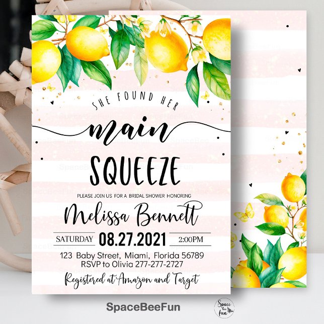 Sie fand ihre wichtigsten Squeeze-Brautparty-Einla Einladung (main squeeze bridal,bridal shower,bridal shower brunch,bridal invitation,lemonade bridal,she found h)