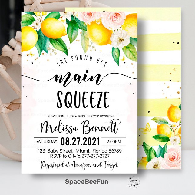 Sie fand ihre wichtigsten Squeeze-Brautparty-Einla Einladung (main squeeze bridal,bridal shower,bridal shower brunch,bridal invitation,lemonade bridal,she found h)