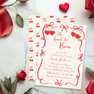 Sie fand ihren Beau Bows and Cherries Brautparty Einladung