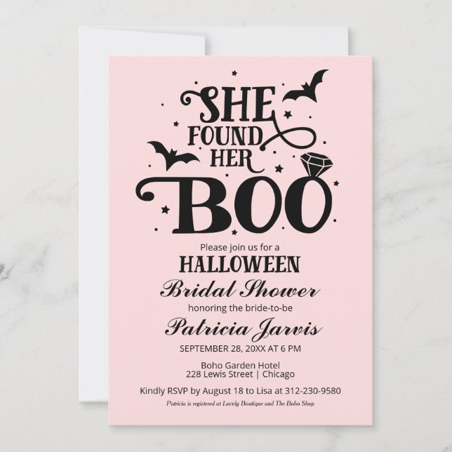 Sie fand ihren Boo Halloween Brautparty Invitati Einladung (Vorderseite)
