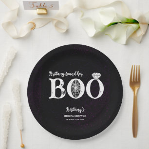 Sie fand ihren Boo Schwarze Halloween-Hochzeitsdus Pappteller